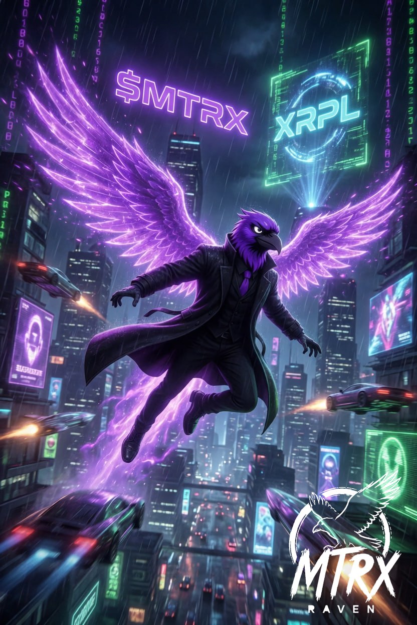 MTRX raven in flight over the city